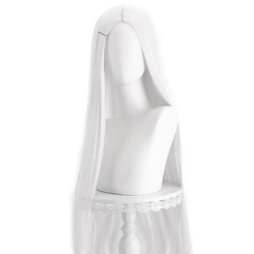 Long Straight Wig 100cm Black Daily Wear, Unisex Center Parted Lace Front for Halloween Cosplay Anime Themed Party