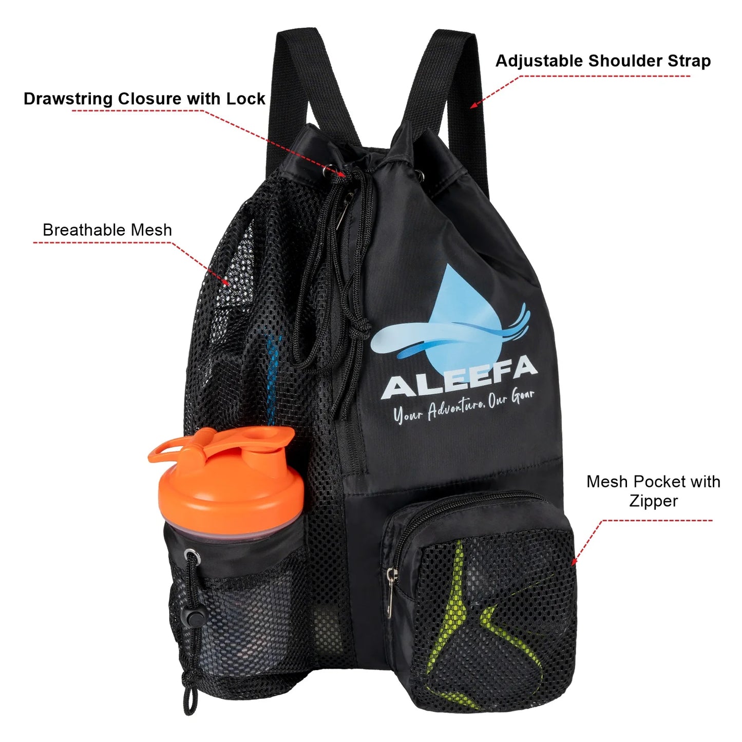 Swim Bag Mesh Backpack - 45L Waterproof Wet Pocket & Leakproof Zipper | Dry/Wet Gym Bag for Swimming, Beach, Camping  Fast-Dry