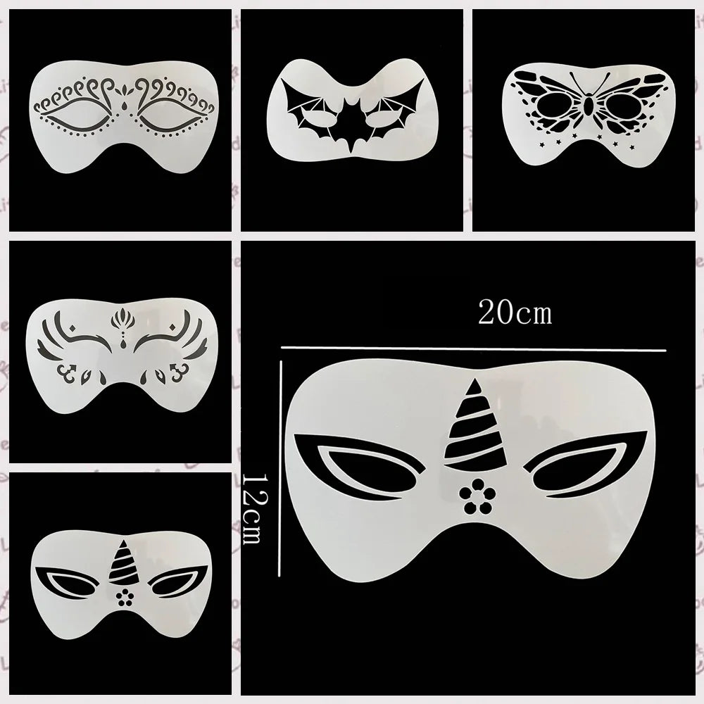 2023 New White 3/5/20Pcs set Face Painting Stencils Templates Professional Body Art Fairy Clown Dolphin Plastic Makeup Tools