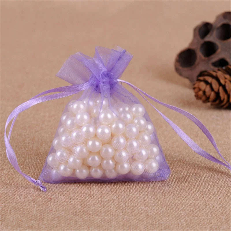 50pcs Organza Wedding Gift Jewelry Bag Packaging Net Organza Pochette Cadeau Organza Bags Bolsa Organza Gift Pouches 50%