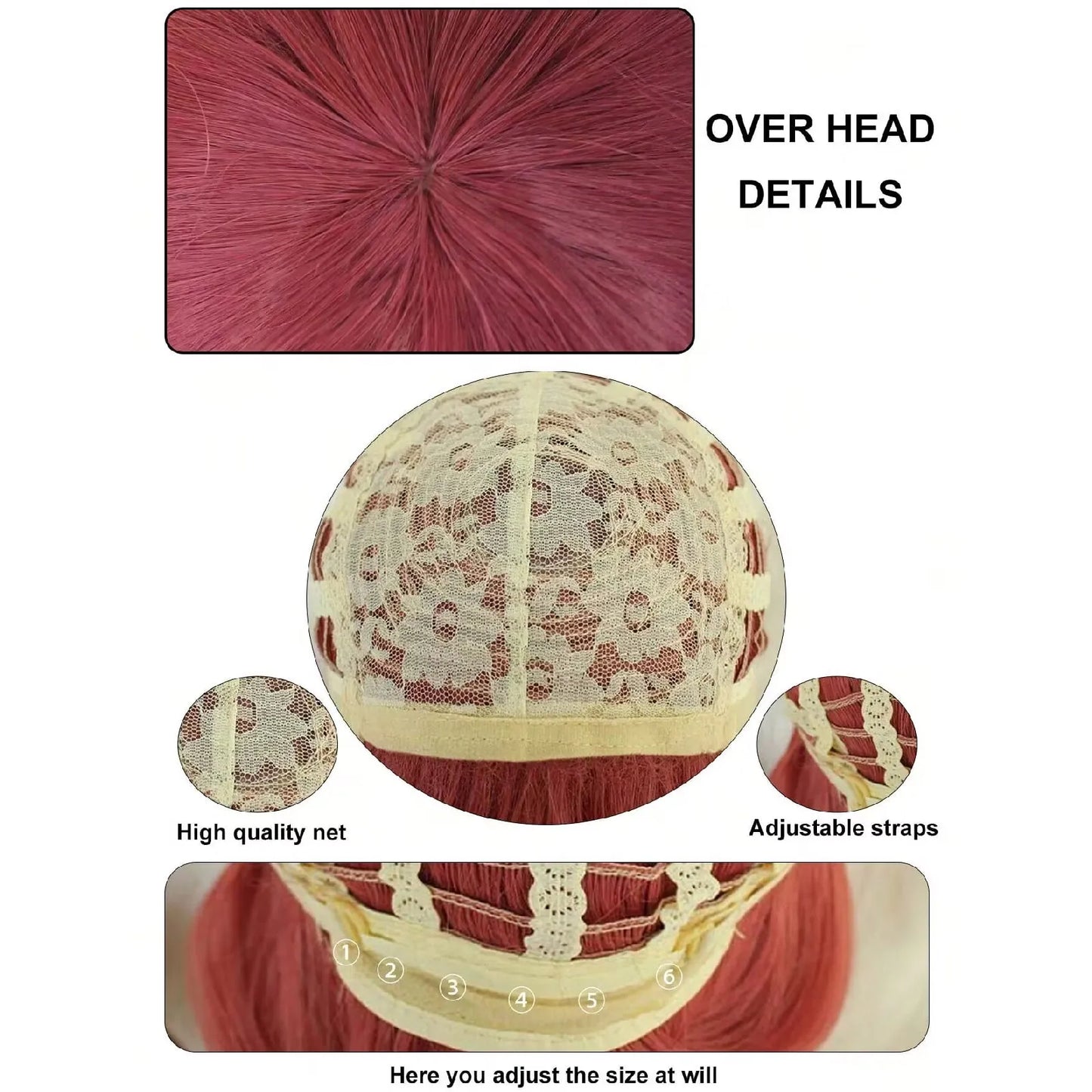 Chainsaw Man Synthetic Long Pink Red Braid Anime Bang Braided Makima Cosplay Wig for Halloween Christmas School Thanksgiving Day