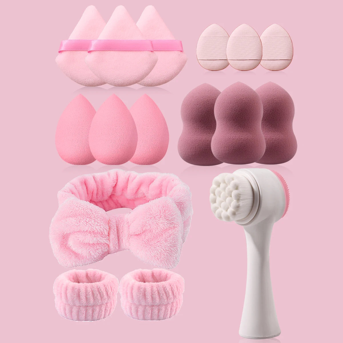 29pcs Tool Kit 13pcs Makeup Brush With 12Pcs Makeup Sponge Set&Face Wash Brush& Headband Wristband Make Up Accessories