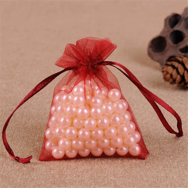 50pcs Organza Wedding Gift Jewelry Bag Packaging Net Organza Pochette Cadeau Organza Bags Bolsa Organza Gift Pouches 50%