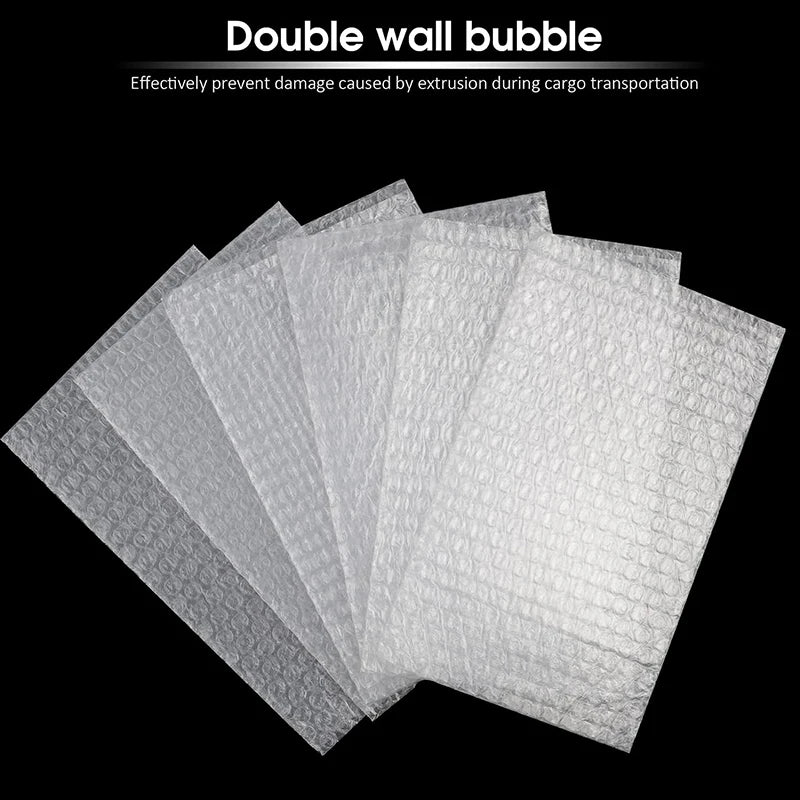 50Pcs Plastic Protective Wrap Envelope White Bubble Foam Packing Bags PE Clear Bubble Bag Shockproof Bag Double Film Cushioning