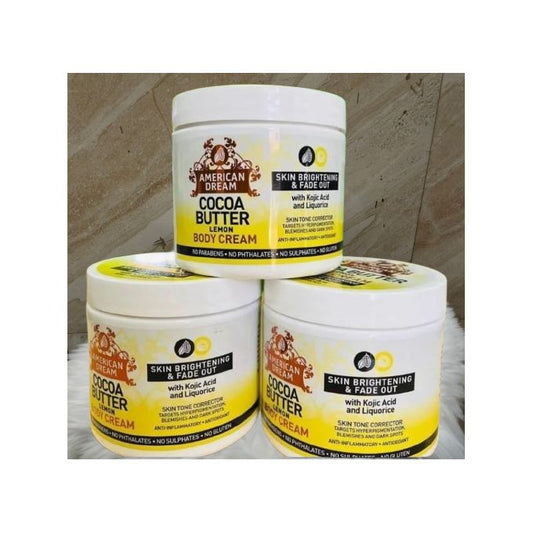 American Dream Cocoa Butter Lemon Body Cream With Kojic Acid And Liquorice