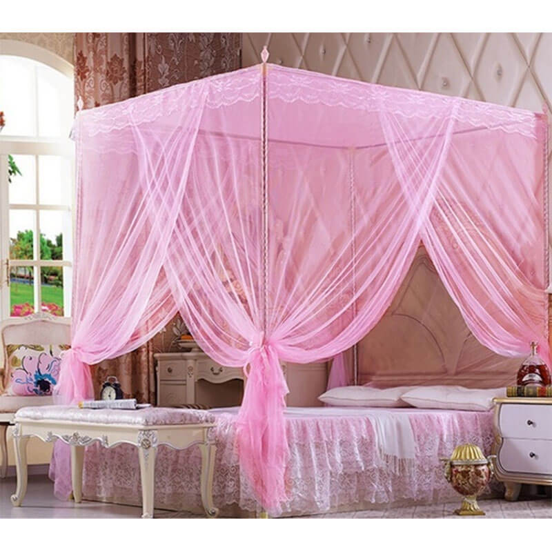 4 Stand Metallic Sturdy Mosquito Net – Pink