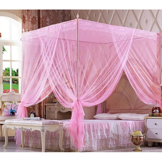 4 Stand Metallic Sturdy Mosquito Net – Pink
