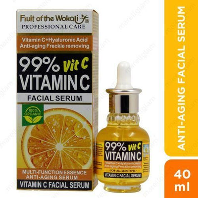 Fruit Of The Wokali 99% Vitamin C Facial Serum For Dark Spots, Anti-aging, Lines